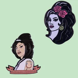 Famous British Outstanding Jazz Diva Figure Metal Enamel Pins Fan's Brooches Fashion Lapel Backpack Badges Gifts Drop Shipping