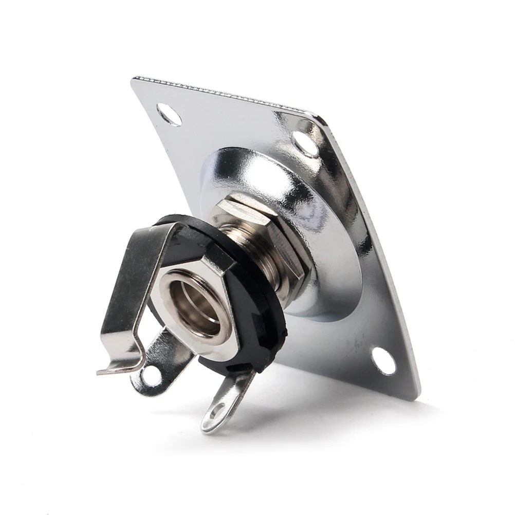 

1/4 Inch 6.35Mm Guitar Jack Socket Copper Output Input Endpin Plate For Electric Bass Acoustic Guitar Replacement Silver