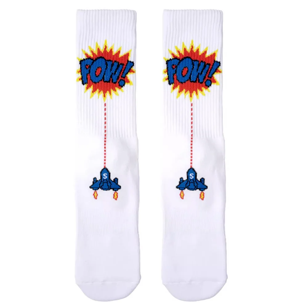 Socks Control Men Play Games Airplane Pattern Fitness Tall Tube Sports Basketball Badminton Cotton Socks