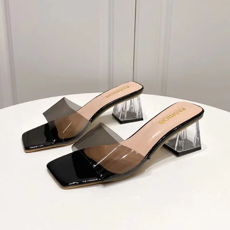 

Босоножки женские прозрачные на высоком каблуке, модные сандалии с кристаллами, Нескользящие, сетчатый стиль, красные, на лето, 2024