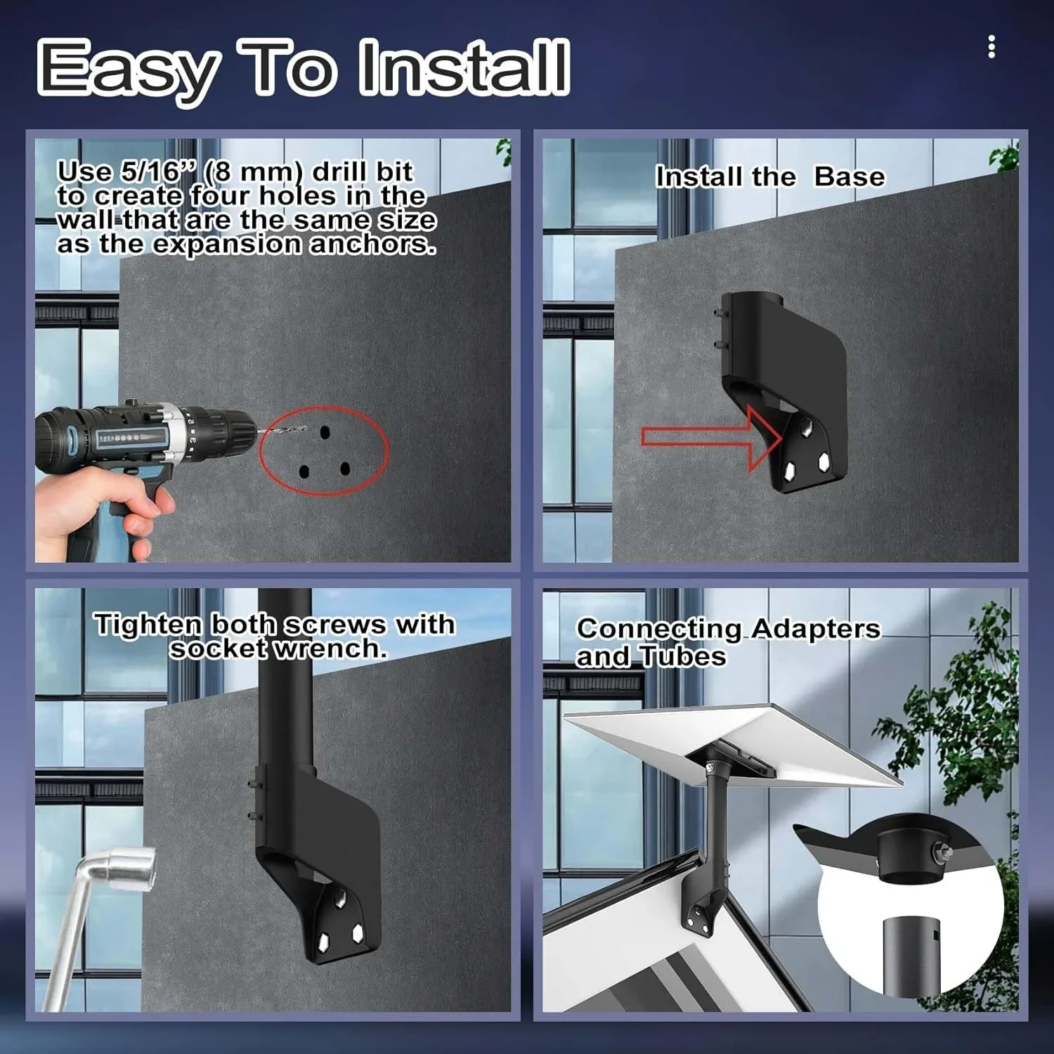 Für Starlink Gen3/V3 Standard Dish, 360° drehbares Dach- und Wandmontage-Set, kurze Stangenhalterung StarLink Satellitenzubehör