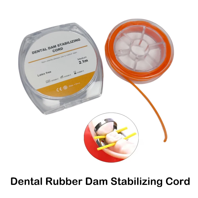 2.1m/Roll Dental Rubber Dam Stabilizing Cord Medium Size Dia 1.8mm Elastic Wedge Line Oral Barriers Sheet Clamp Dentist Material