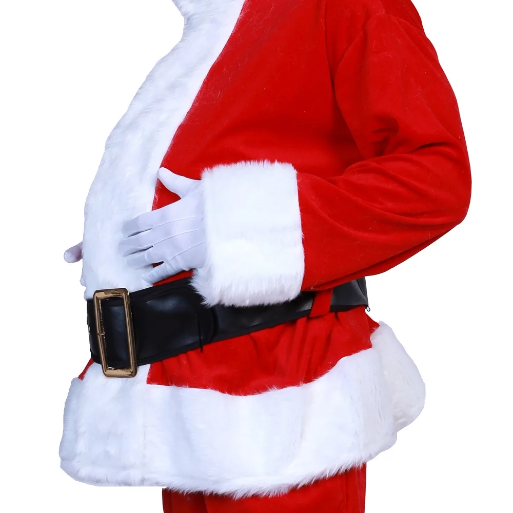 مجموعة أزياء سانتا كلوز لعيد الميلاد مكونة من 8 قطع من ملابس لعب الأدوار وحفلات المهرجان تتضمن قبعة وحقيبة سانتا كلوز