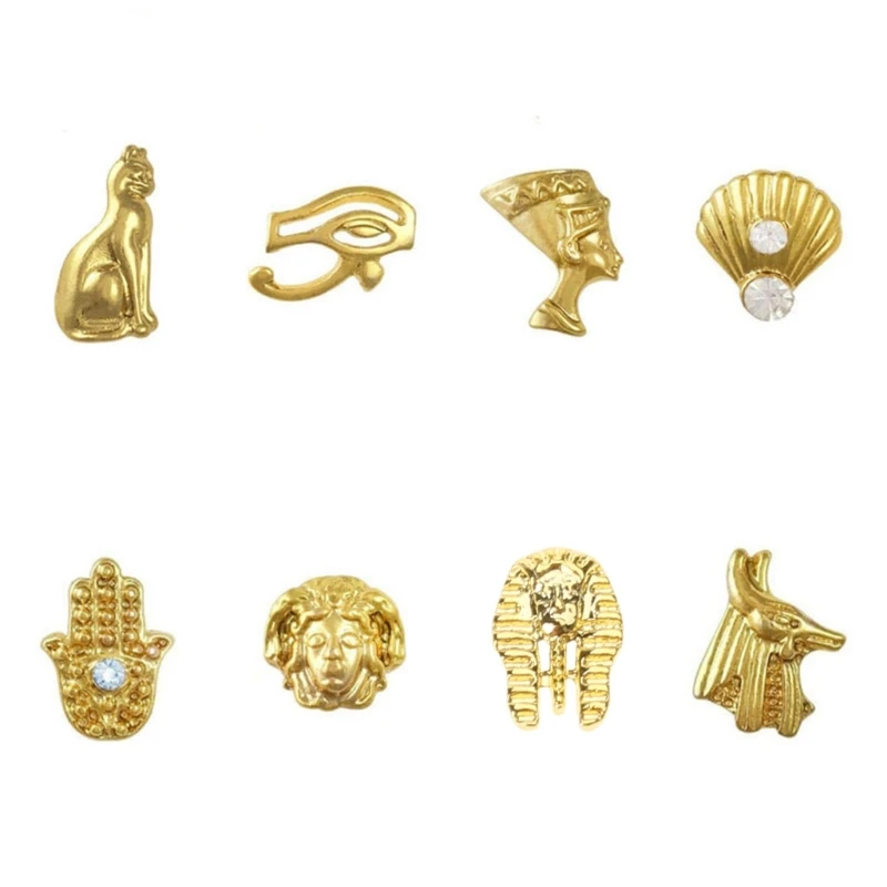 Breloques pour ongles en 10 pièces, pharaon égyptien, décorations pour Art, cléopâtre, Design pour Art, en