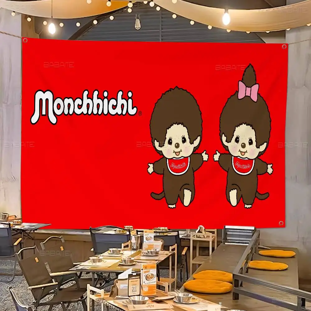 Cartoon M-Monchhichis Colorful Flag Wall Hanging Bohemian Wall Banner Mandala Indoor Art Decor