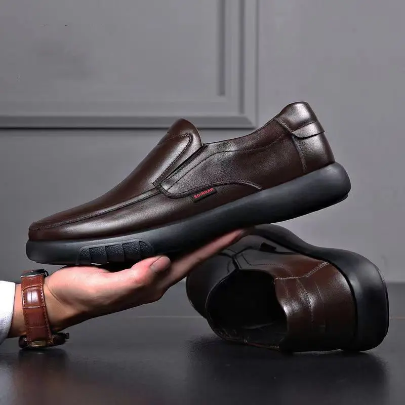 Men's shoes summer breathable men's leather shoes middle-aged dad shoes casual comfortable shoes men