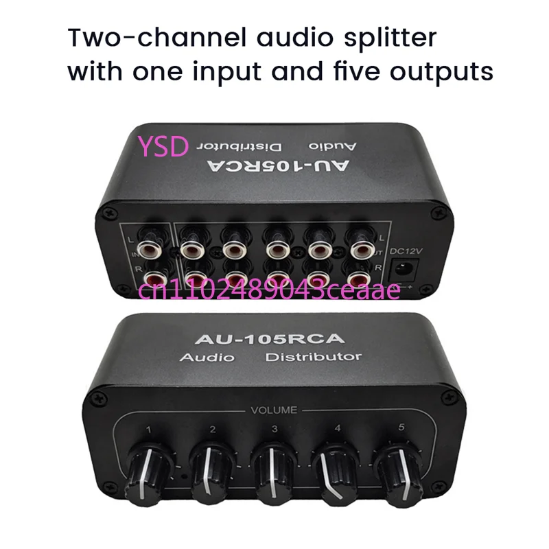 5CH Audio Distributor Stereo Audio Mixer 1 Input 5 Output RCA Splitter for Power Active Audio