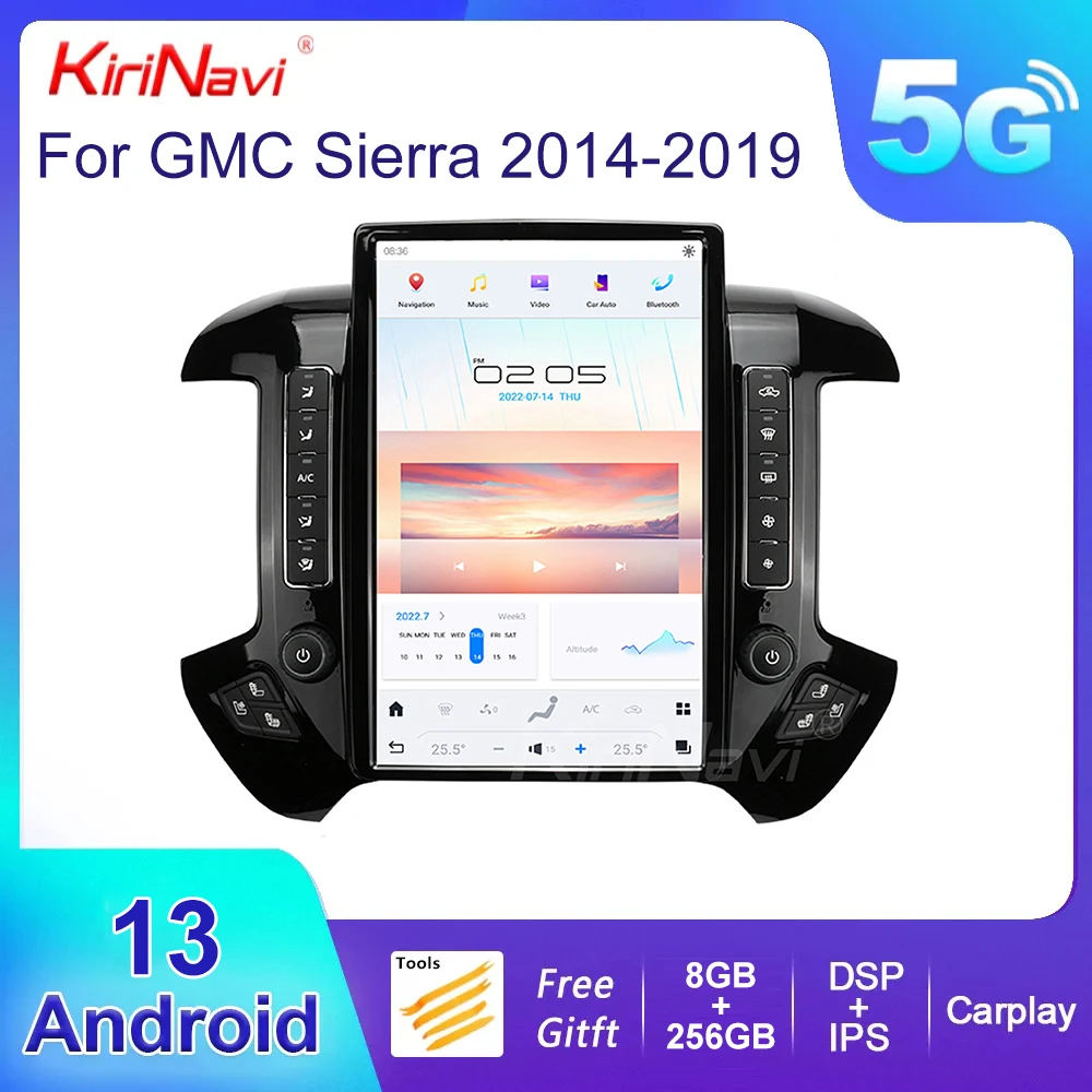 Kirinavi Tesla Style Car Stereo Radio For Chevrolet Silverado GMC SIierra 2014-2019 Android 11 Auto Navigation GPS Player 5G DSP