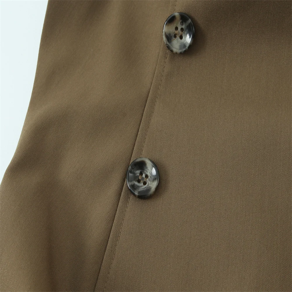 منتج جديد للخريف على الطراز الأوروبي والأمريكي للسيدات متعدد الاستخدامات بأزرار ضيقة ورقبة عالية بدون أكمام #4