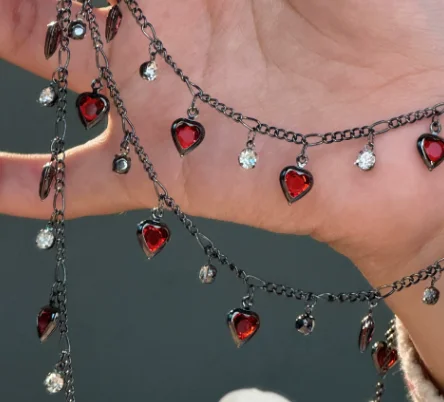 0.5/1m Gun Black Red Rhinestone Pendant Copper Chain Dark Series Chain DIY Necklace Costume Jewelry Making Accessories view 5