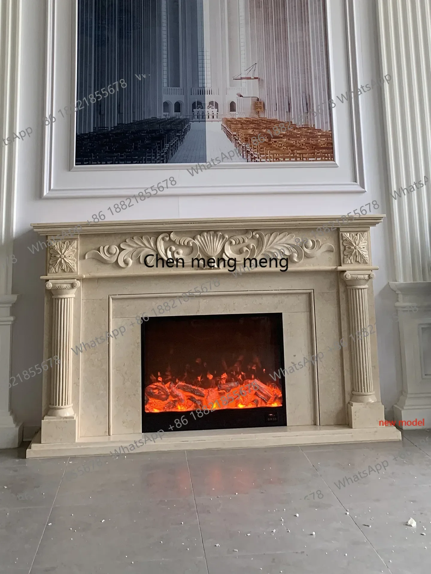 N138stone carving marble European mantel simple merican ornament stone fireplace
