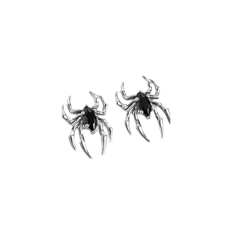 BOCAI New S925 Sterling Silver Retro Personality Dark Style Spider Earrings