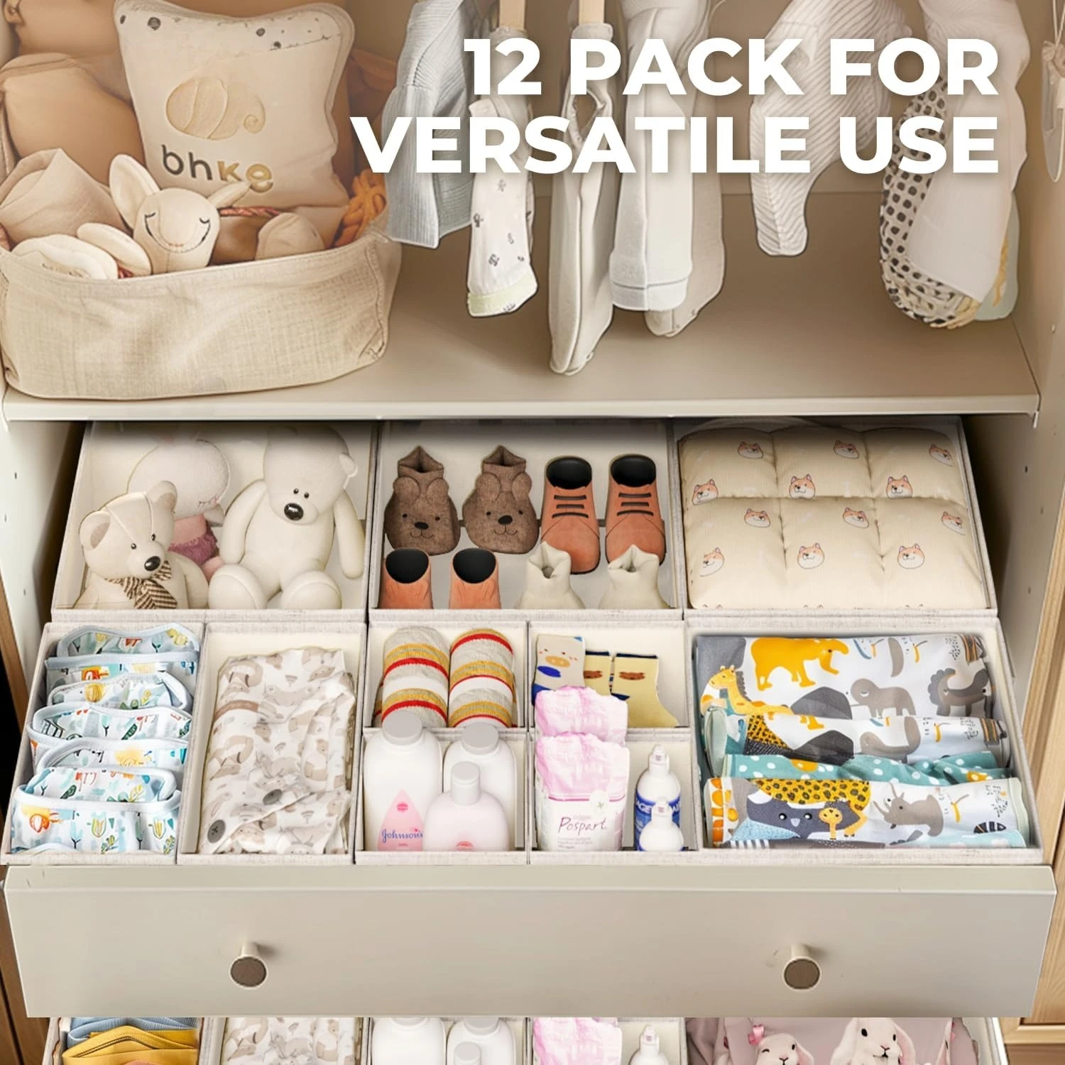 Baby Nursery Dresser - 2026 New Cotton Linen Drawer Organizer