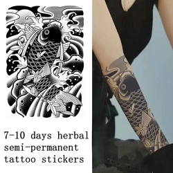 New Japanese Arm Waterproof Herbal Juice Tattoo Sticker Flower Arm Semi-permanent Men Lasting Temporary Art Fake Tattoo Tatouage