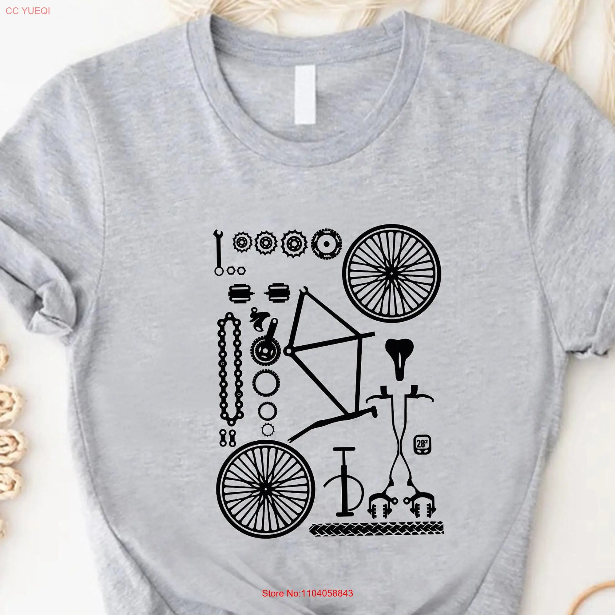 Cycling T Shirt Bicycle Bike Parts for Rider Funny Father\'s Day Lover Men Themed Birthday long or short sleeves