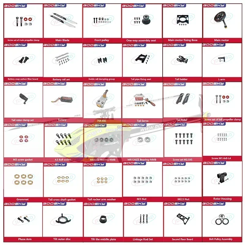 GOOSKY RS4 Helicopter Spare Parts Main Blades Tail blade Rotor Housing ESC Motor Servo for RS4 Helicopter.