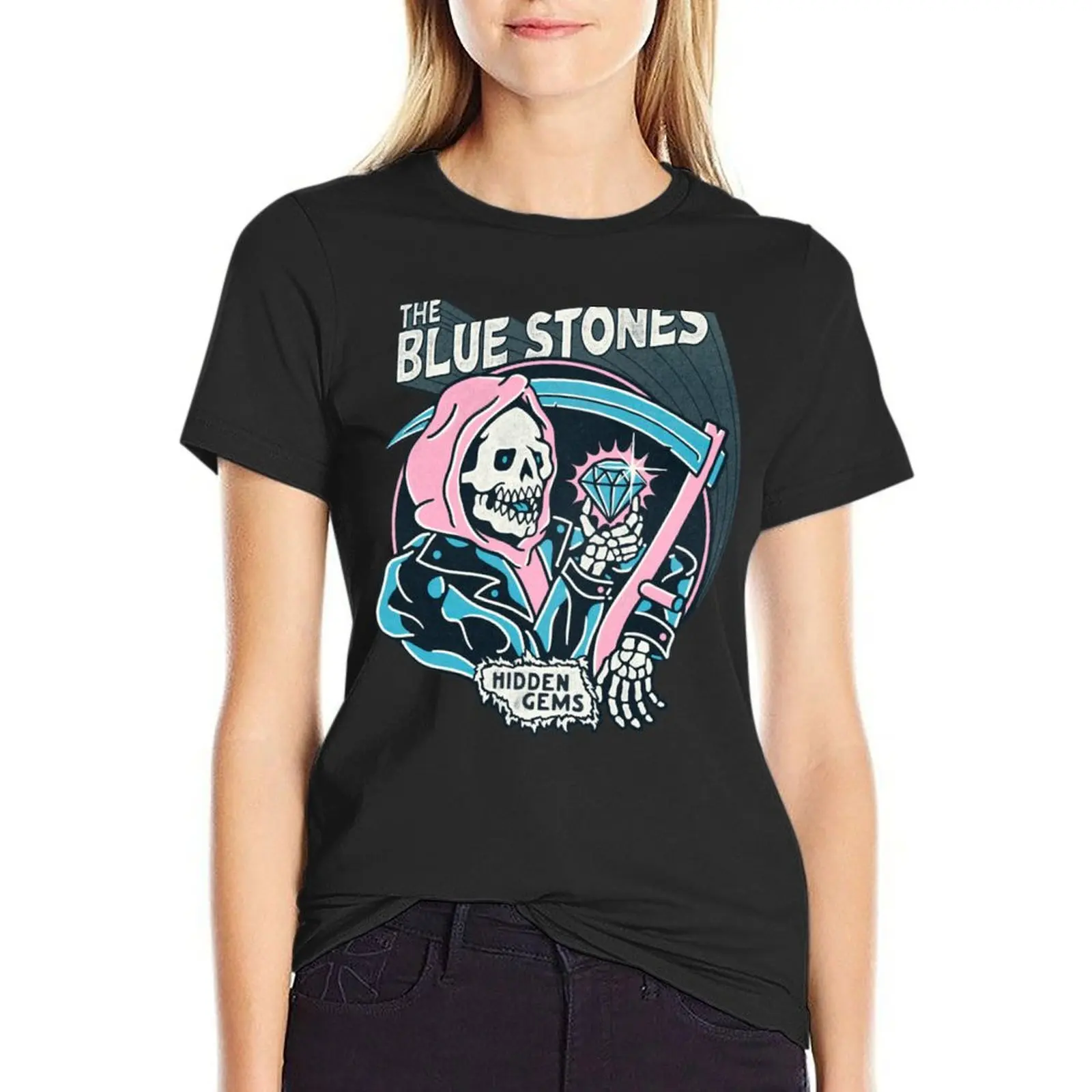 The blue stones - Hidden Gems - logo T-Shirt vintage customizeds anime tops for Women