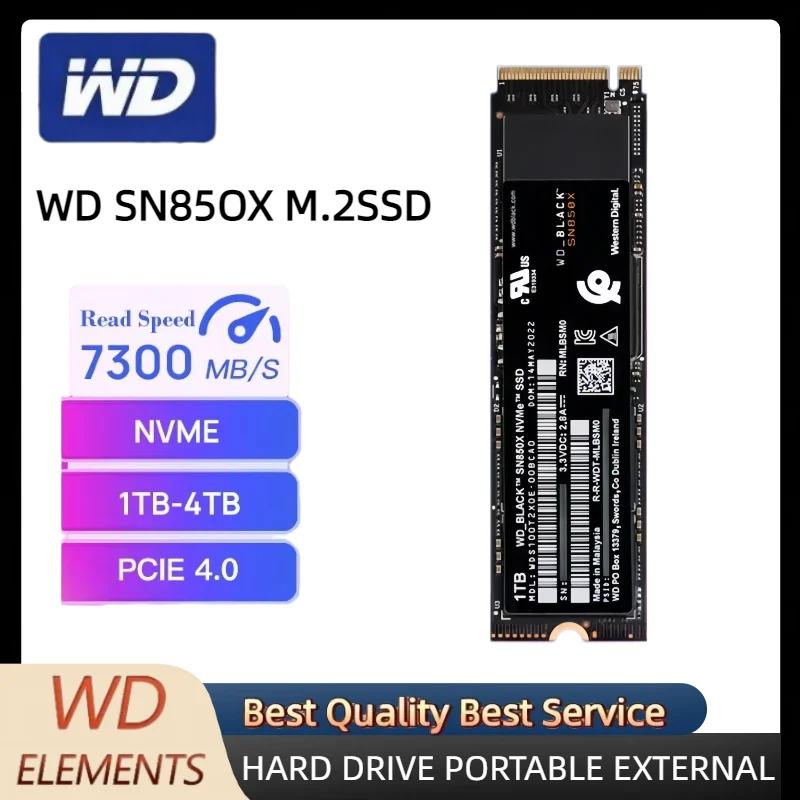 Western Digital SN850X 1TB 2TB 4TB WD_BLACK M.2 2280 NVMe PCIe Gen 4.0x4 SSD Solid State Drives for Gaming Computer Laptop PS5