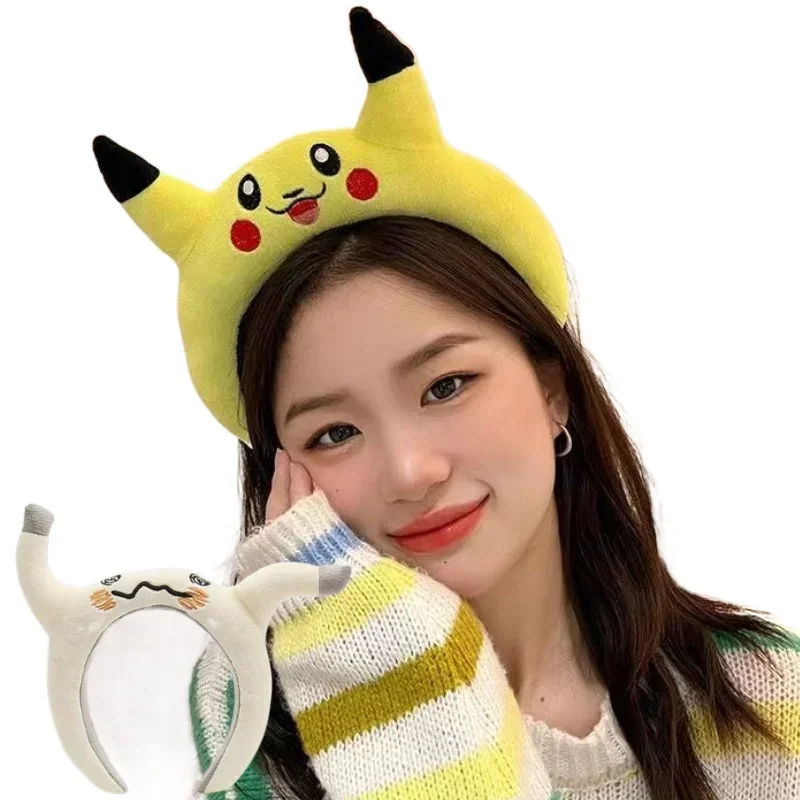 Pikachu Headband Cute Cartoon Headband Photo Prop Pokemon Peripheral Hair Hoop Plush Anti-Slip Face Wash Hair Tie Gifts