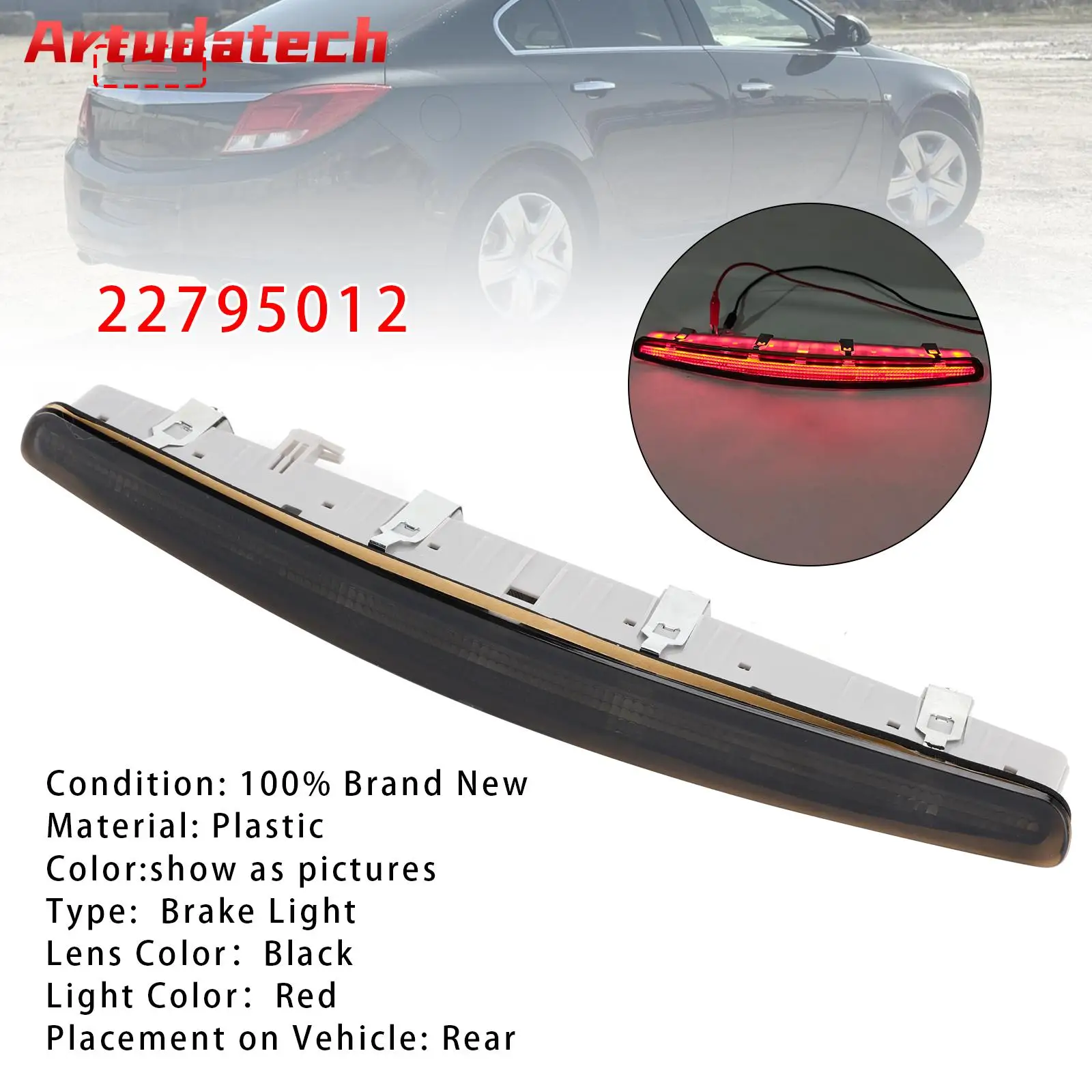 

Задний дополнительный стоп-сигнал Artudatech для Vauxhall/Opel Insignia A Mk1 2008-2012 (до рестайлинга), черный, автомобильные аксессуары
