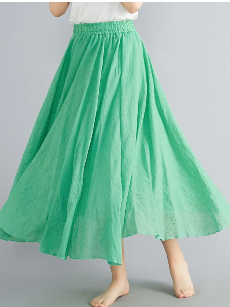 

Cotton Linen Clothes Women Skirts Maxi Y2k Elegant Beach Saia Ropa Mujer Casual Vestido Boho Long Skirt Faldas Harajuku GH4I