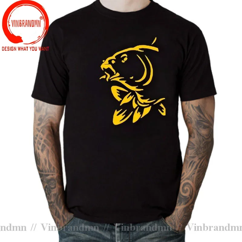 Funny Fishinger Carp Fish Fisherman Sporter T Shirt Men Summer Cotton Harajuku Japanese Koi Fish O Neck Streetwear Black T-shirt