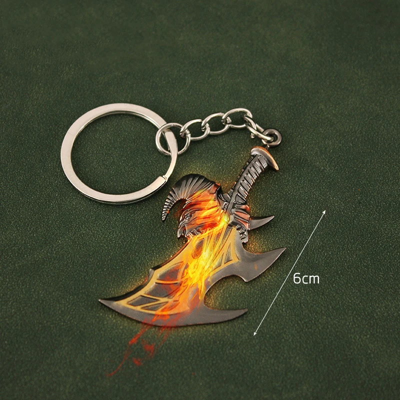 6cm Mini God of War Kratos Blades of the Exile Model Keychain for Men Vintage Pendant Key Ring Finder Fans Collection Jewelry