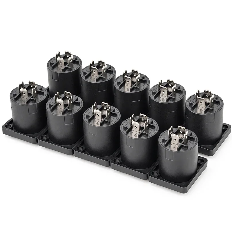 10PCS 4 Pin Female Speaker Jack Socket Connector Panel Mount Square Flange Twist Lock for PA Audio Loudspeaker Amplifier Cabinet