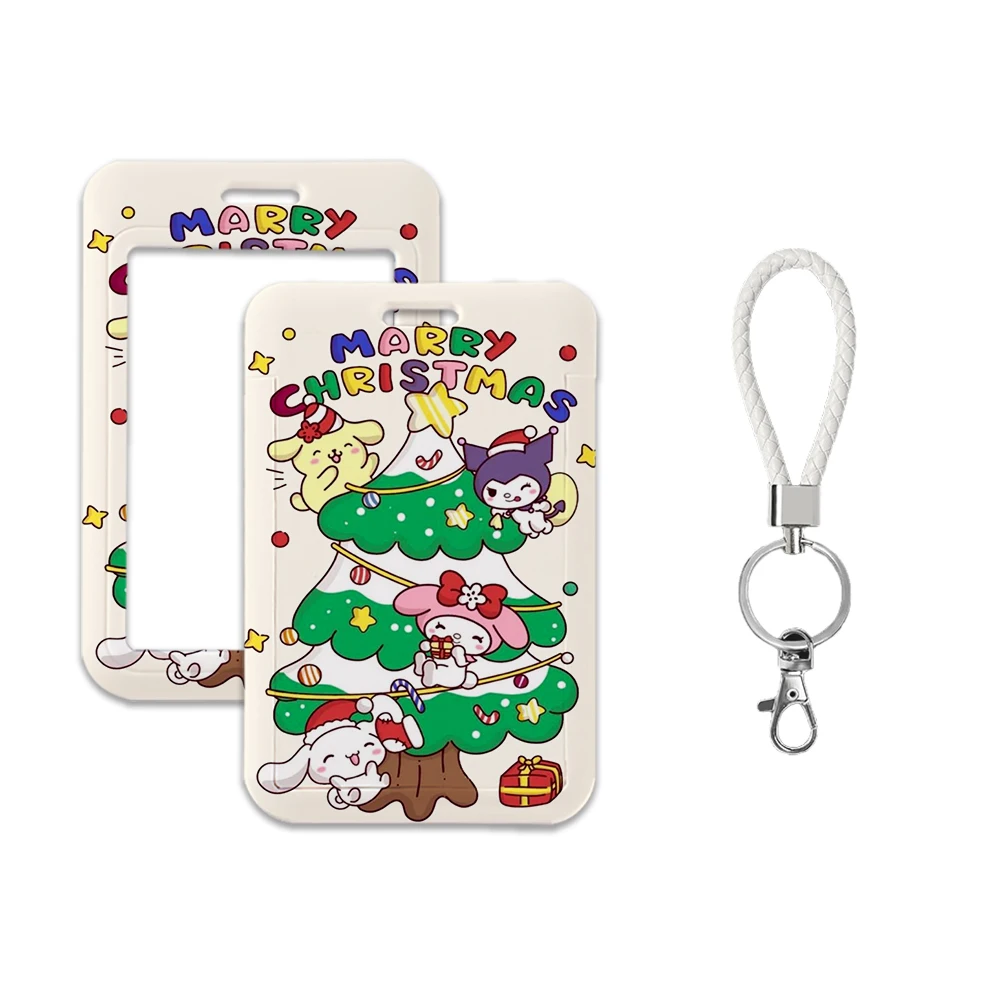 Portatarjetas de melodía de Hello Kitty, llavero de cuerda, funda de tarjeta de identificación escolar, regalo de Navidad para niños