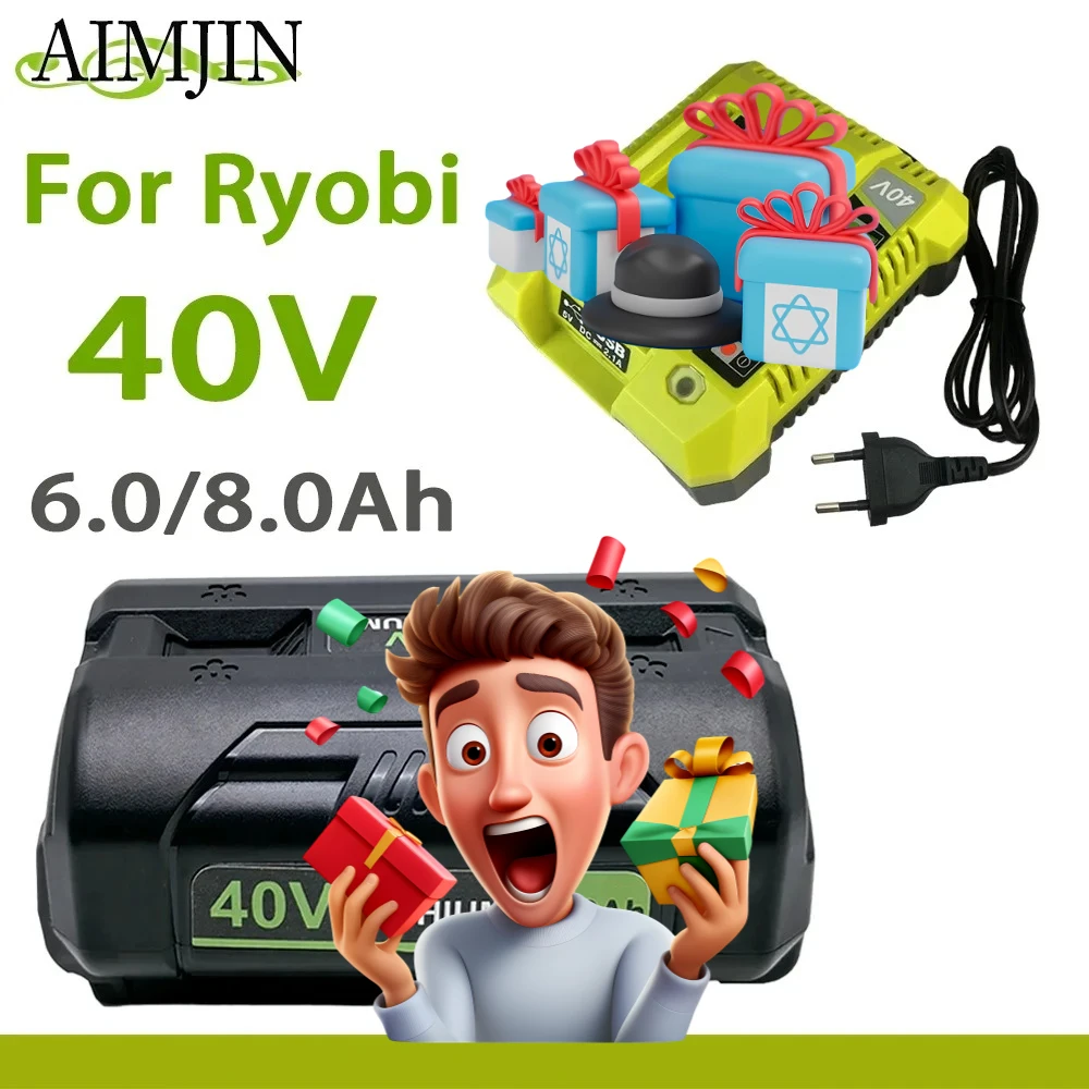 36V-40V 8.0AH For Ryobi Li-ion Battery Charger,  Compatible OP4030 OP4040 OP4050 OP400A  Fast Charging With Dual USB Port