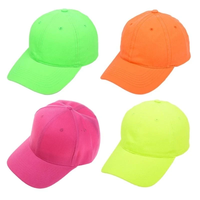 

R1WE Unisex Fluorescent Safety Baseball Cap Bright Solid Color High Visibility Outdoor Sunscreen Hip Hop for Snapback Ha