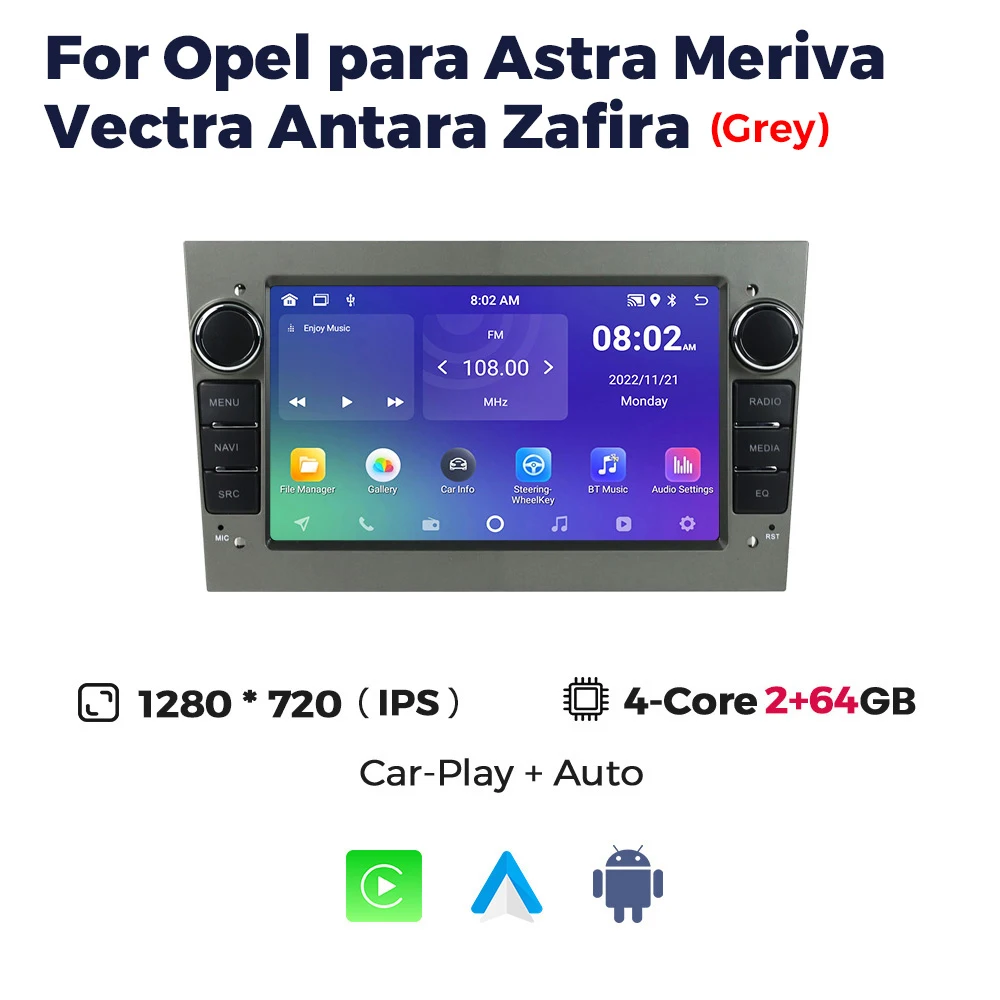 Auto radio multimedia voor Opel Astra H J 2004 Vectra Vauxhall Antara Zafira Corsa C D Vivaro Meriva Veda draadloze CarPlay