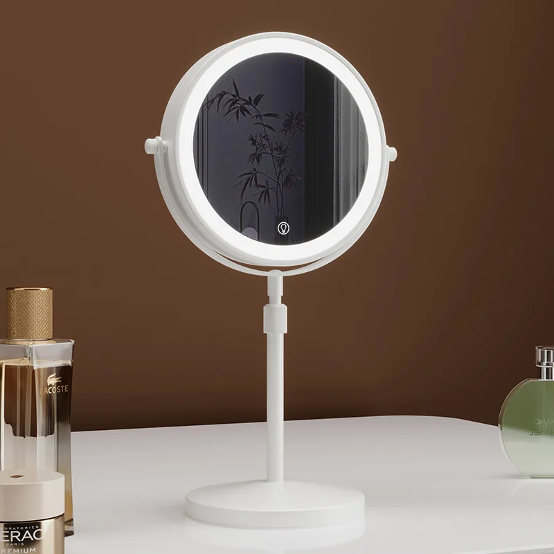 高さ調節可能な両面ミラー、上下に反転する伸縮式ミラー、LEDライト付きデスクトップ、拡大鏡付き化粧鏡、ポ