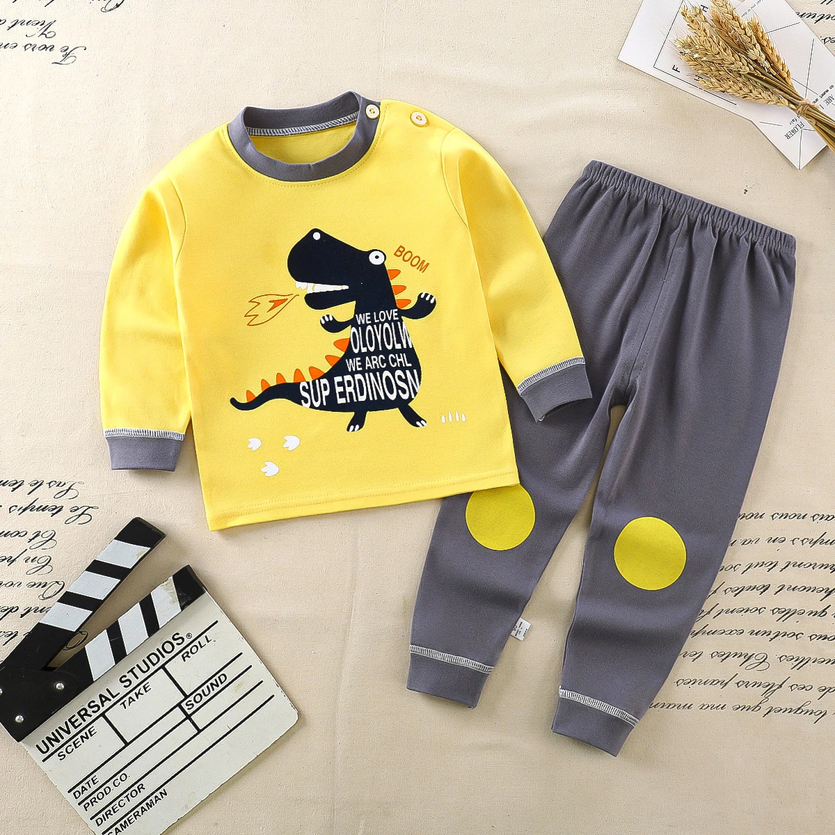 Toddlers Fashion Casual Costume Home Wear 2pcs Baby Cartoon Pullovers Loose Pants Baby Boys Girls Autumn Clothes Autumn Pants