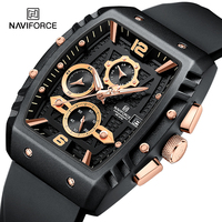 Top Luxury NAVIFORCE Men's Wristwatches Water Resistant Fumed Silica Strap Quartz Man Chronograph with Barrel-Shaped Dial NF8025