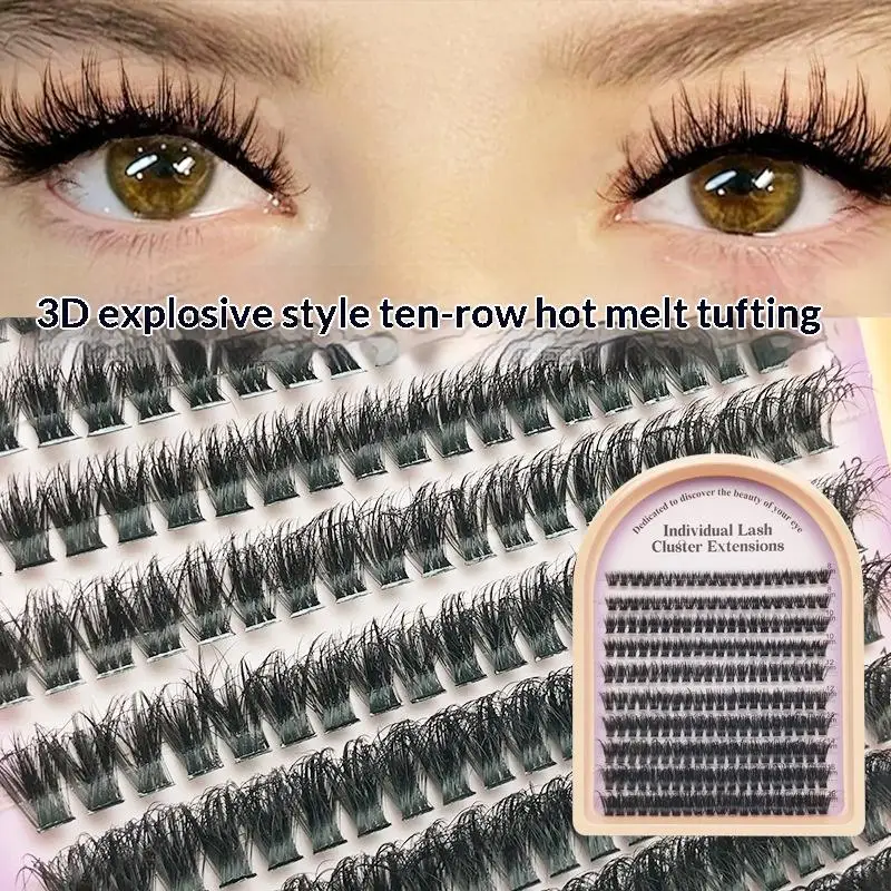 8-16mm Mix Wispy Lash Clusters 10Row 5D Fluffy Thick 60-160D Individual Lashes for Natural Eye Enhancement