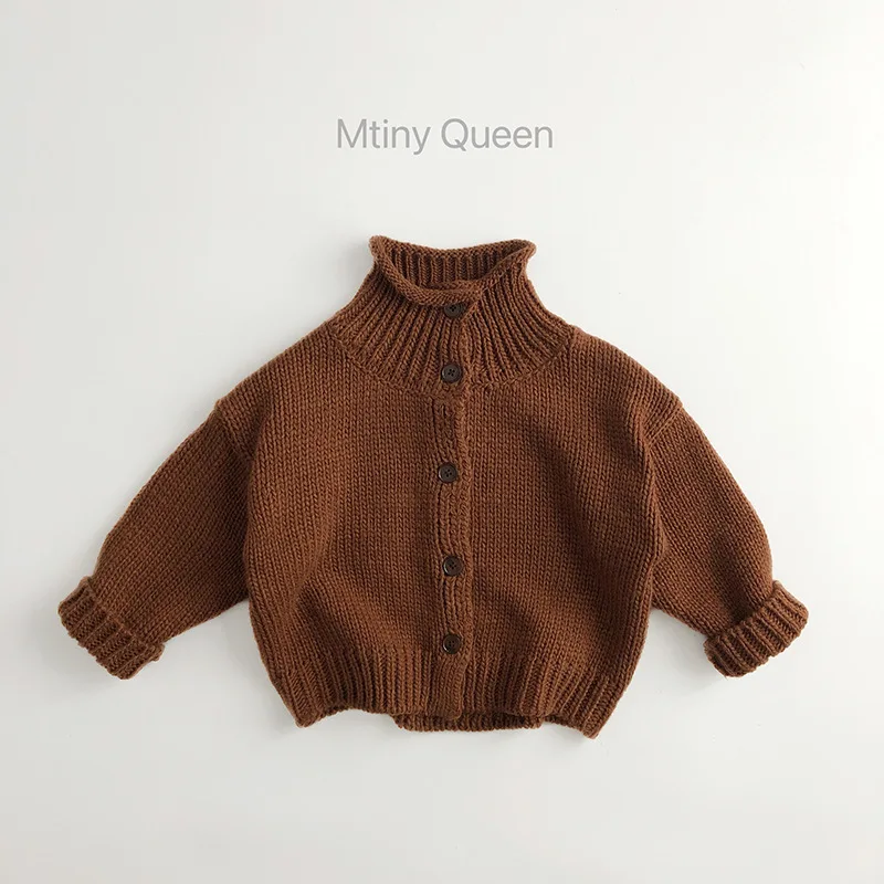 Autumn Winter Children Clothing Kids Knitted Cardigan Long Sleeved Solid Color Casual Loose Sweater Coat Baby Girl Boys Cardigan
