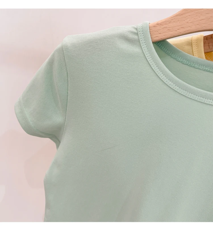 Zjaiss 2026 Sommer Neues Design Slim Fit Basic Top Trendiges Damen Baumwoll-Kurzarm-T-Shirt Einfarbig Vielseitiges O-Neck Tee – Detail 35