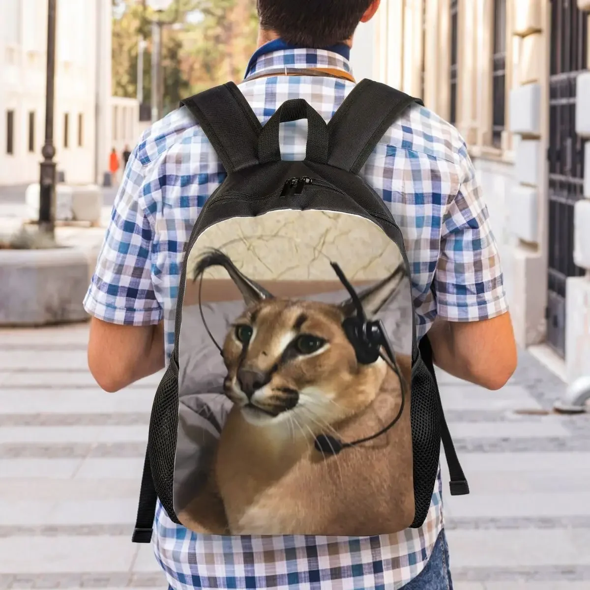 Big Floppa Backpack for Women Men Waterproof College School Funny Caracal Cat Bag Printing Bookbag