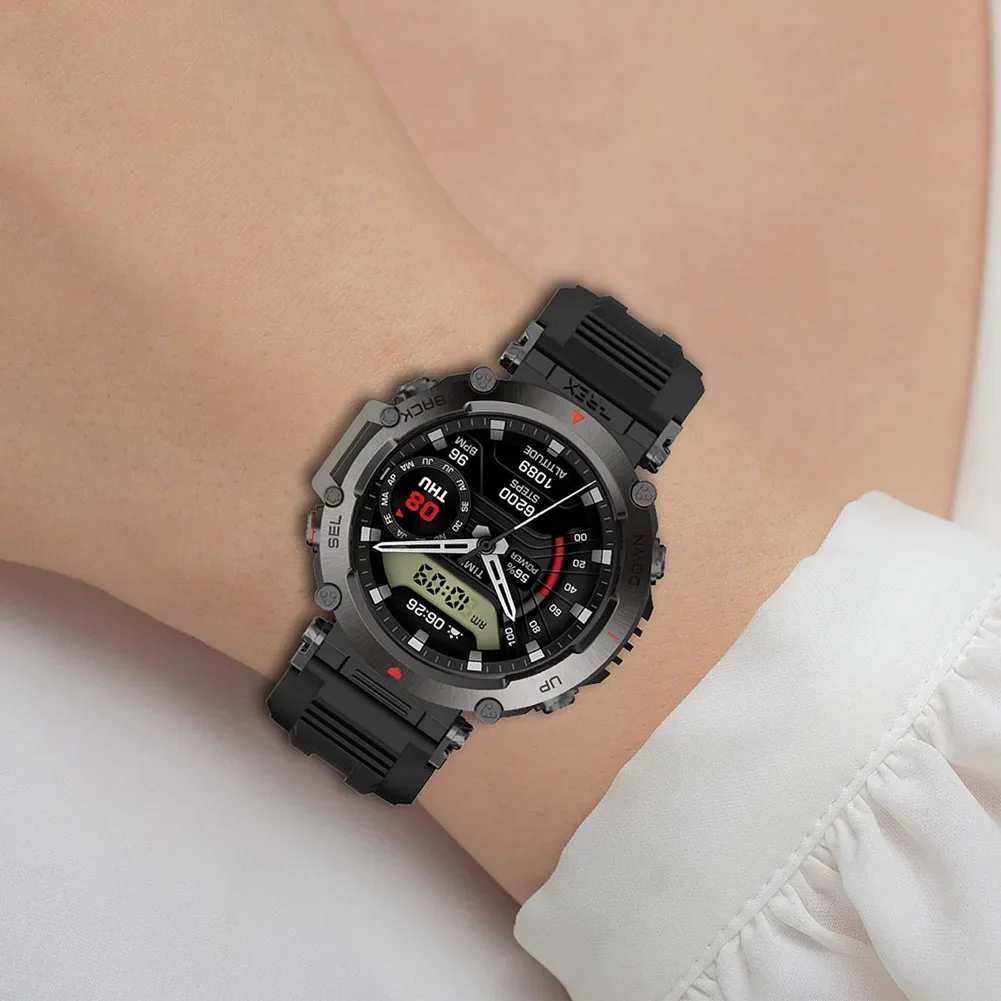 Silicone Watch Band Strap for Amazfit T-Rex Ultra Replacement Bracelet Comfortable Adjustable Sweatproof Smartwatch Accessory