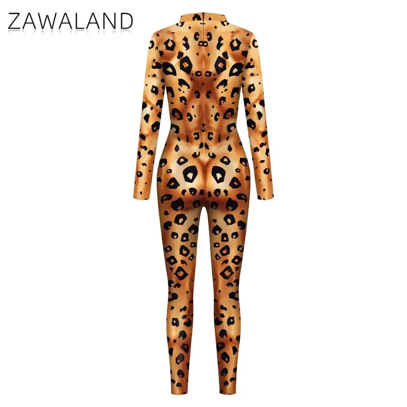 Zawaland أجش الذئب ليوبارد بذلة الحيوان تأثيري حلي الرجال Zentai دعوى مضحك تمويه ارتداء هالوين عطلة ملابس للحفلات