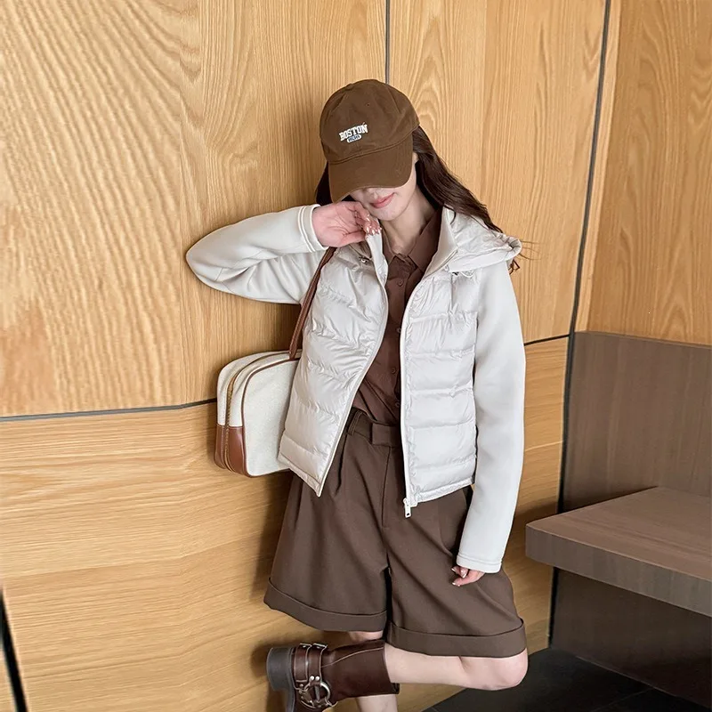New Lightweight Paneled Padded Jacket Women Stand Collar Collegiate Slim Fit Tailored Solid Casual Fall Winter Trendy