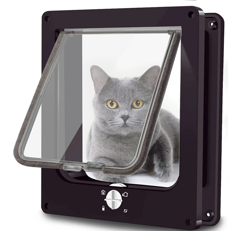 New Pet Doors For Cats Doggie Suitable For Window Door 4-Way Locking Cat Flap Door For Interior Exterior