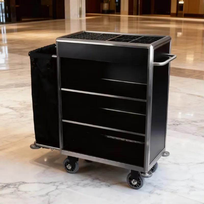 Stainless Steel Hotel Linen Cart Multi-Functional Guest Room Housekeeping Service Cart