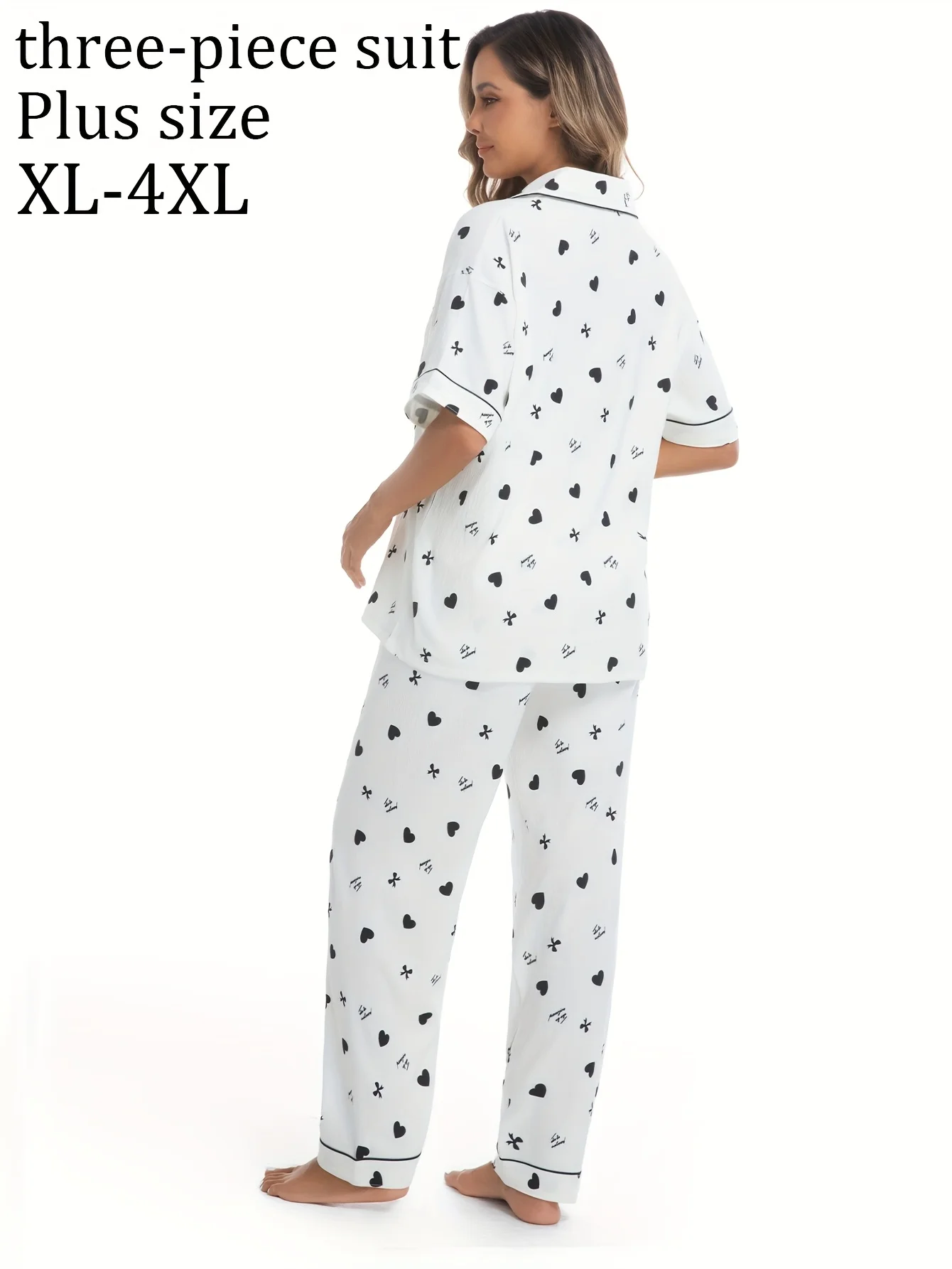 طقم بيجامة صيفية للسيدات مكون من ثلاث قطع، ملابس منزلية بأكمام قصيرة، بدلة قصيرة الطول ناعمة وقابلة للتنفس #6