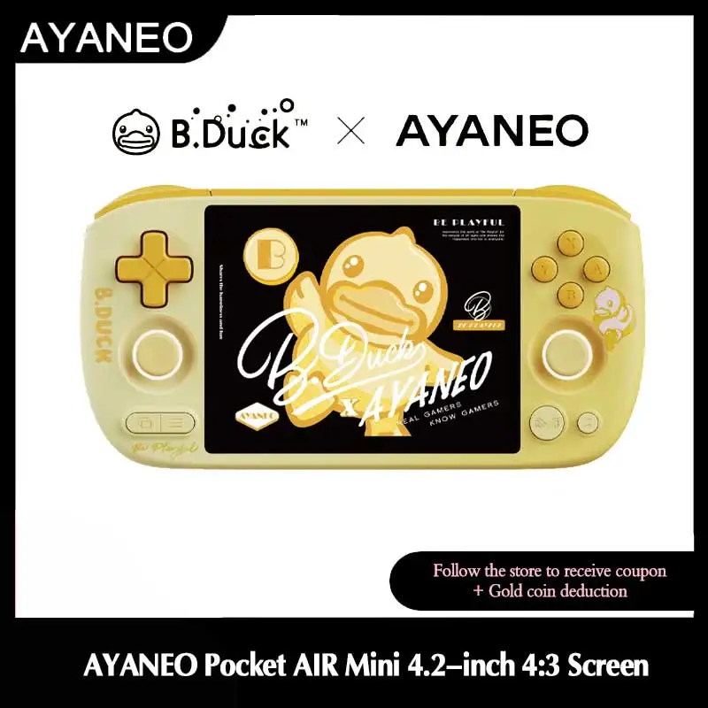 

Портативная консоль AYANEO Pocket AIR Mini x B.Duck Limited Edition, ретро-приставка с 4,2-дюймовым экраном 4:3 и джойстиками Hall, 64 ГБ