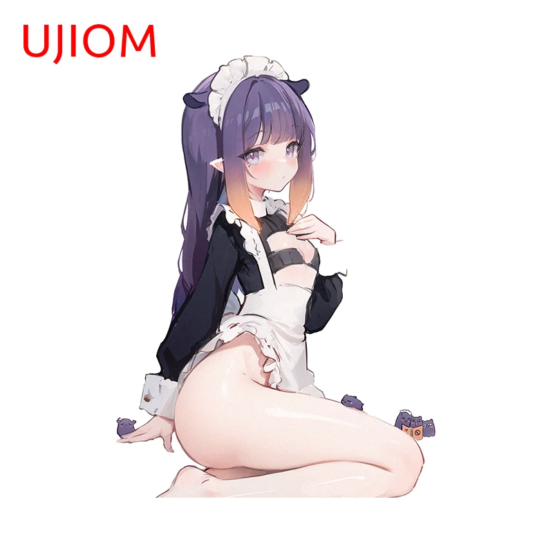 UJIOM 13cm X 9.4cm Big Ass Hentai Ninomae Sexy Maid Outfit Peeking Cartoon Wall Stickers Kitchen Decal Hot Bedroom Decor