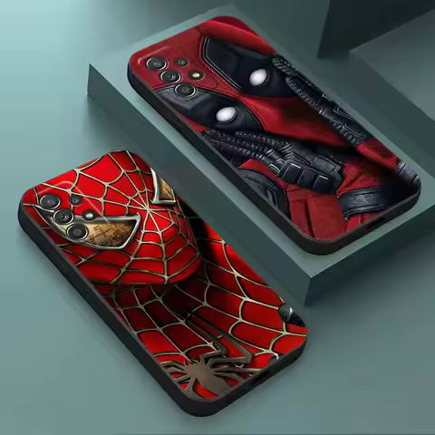 Marvel Spiderman Deadpool Venom Phone Case For Samsung Galaxy A15 A25 A24 A23 A22 A21S A20s A13 A05S A04 A03 A02 A14 Black Cover