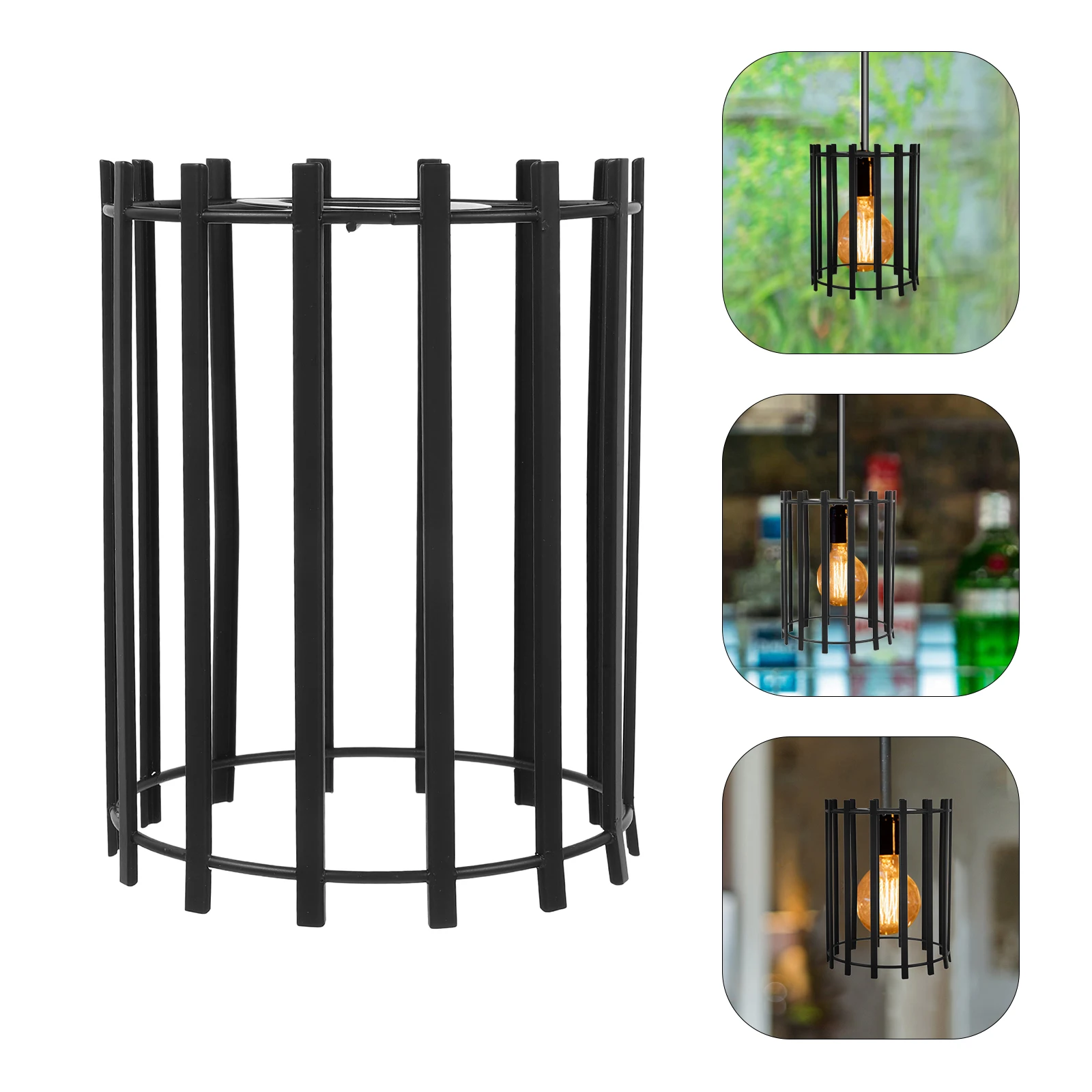 

Geometric Pendant Light Shade, Iron Metal Cage For Hanging Lamp, Industrial Farmhouse Ceiling Fixture, Vintage Bulb Cover