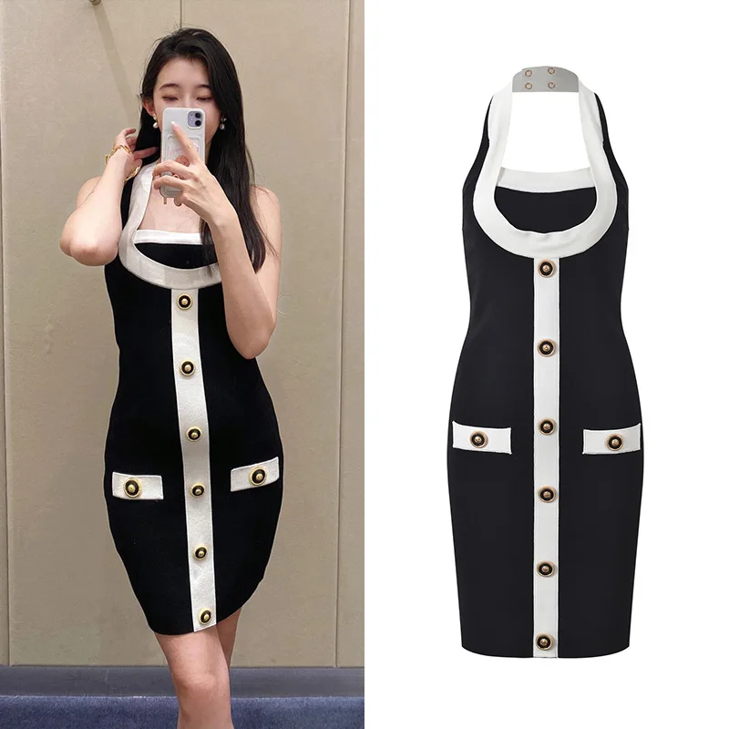 

Весна 2025 г. Сексуальная пряная девушка Colion Color Ne Трикотажная облегающая облегающая жилетка Dr High Waist No Sve Sweet Spicy S...